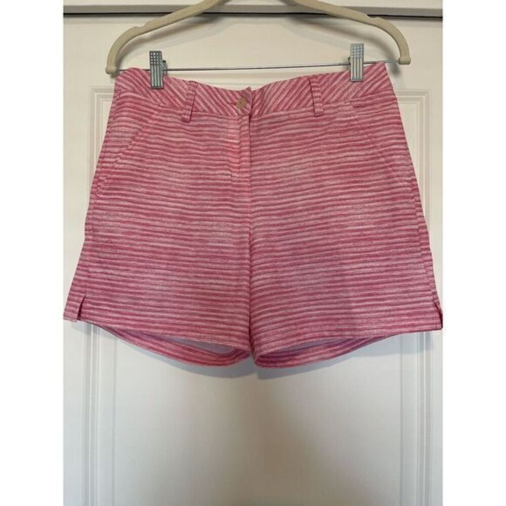 Puma Pink Striped Shorts‎ Womens Size 0 Stretch Chino Casual Golf Golfer Logo